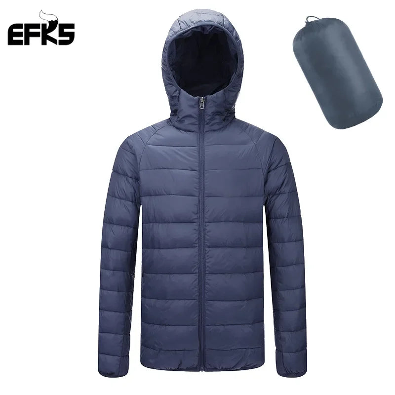 Padded clothes men's winter coat 2024 new fashion padded clothes men's light and thin short hooded padded jacket