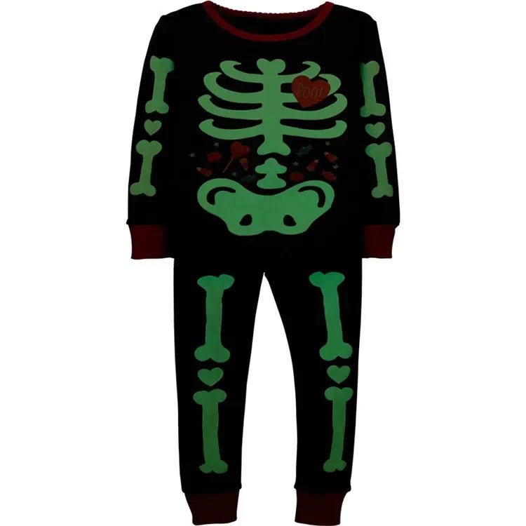 Halloween children's clothing medium children's luminous loungewear baby pajamas boys suit bottoming shirt