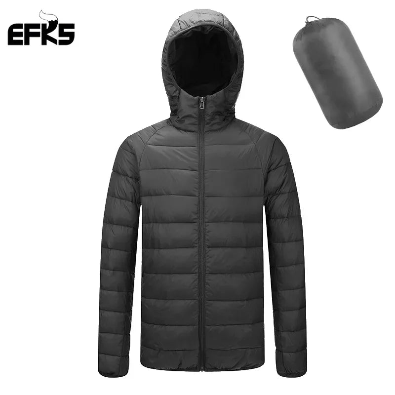 Padded clothes men's winter coat 2024 new fashion padded clothes men's light and thin short hooded padded jacket