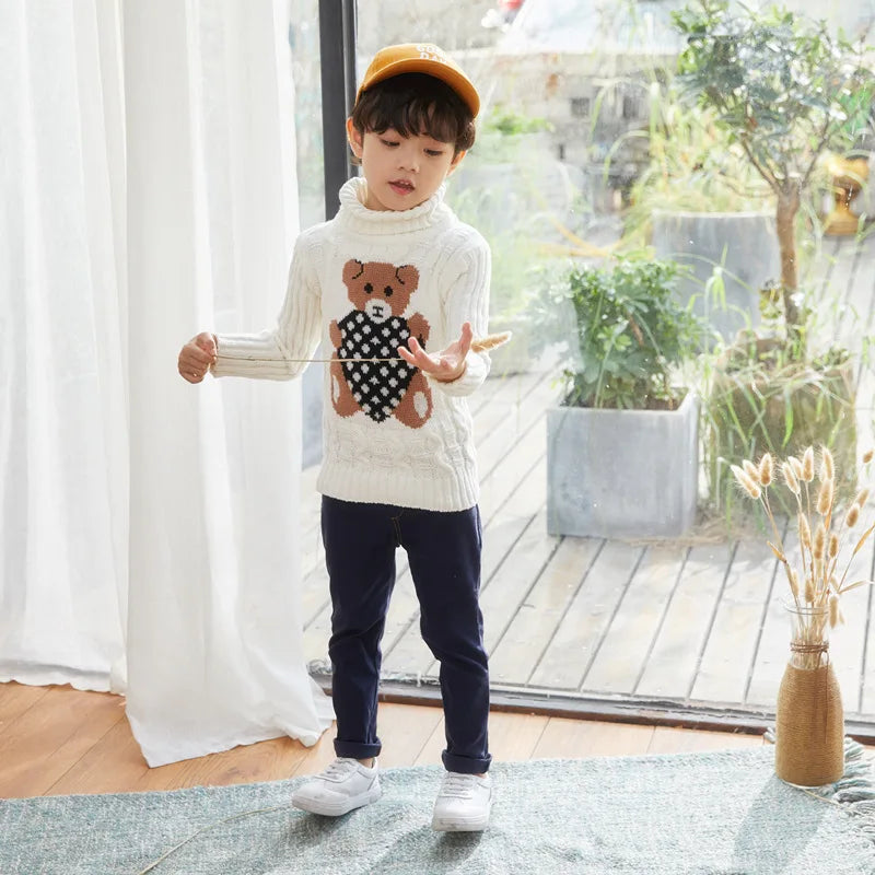 New children's sweater, plush boys' knitted sweater, high-necked girls' bottoming shirt is hot.