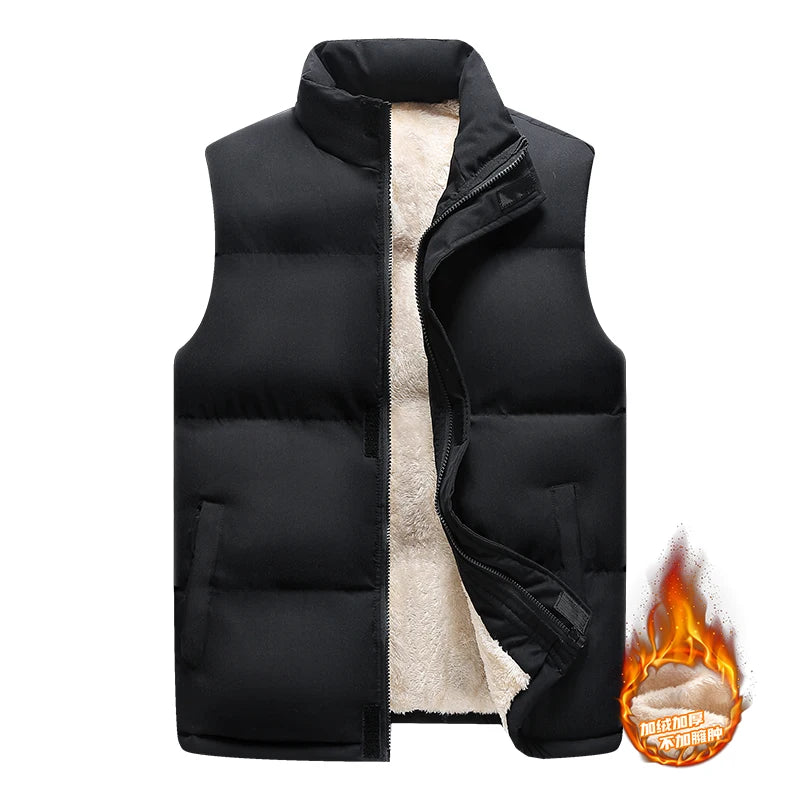 Men's Autumn and Winter New Trend Down Cotton Vest Warm Velvet Thickened Vest
