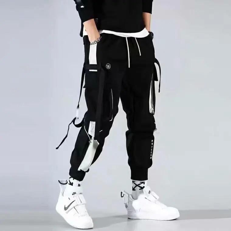Overalls Men's Spring and Summer Multi-pocket Leggings Korean Version Student Teenager Summer Mid-waist Casual Trousers