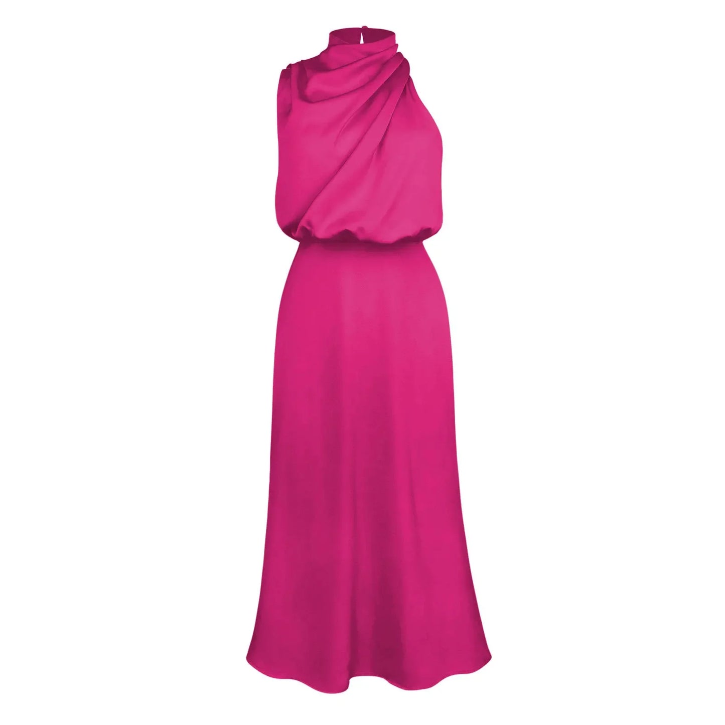 Spring and Summer New High-end Satin Sleeveless Dress Fashion Elegant Celebrity Light Evening Dress