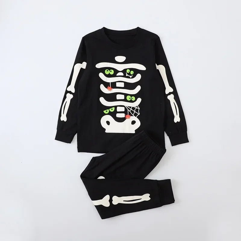 Halloween children's clothing medium children's luminous loungewear baby pajamas boys suit bottoming shirt