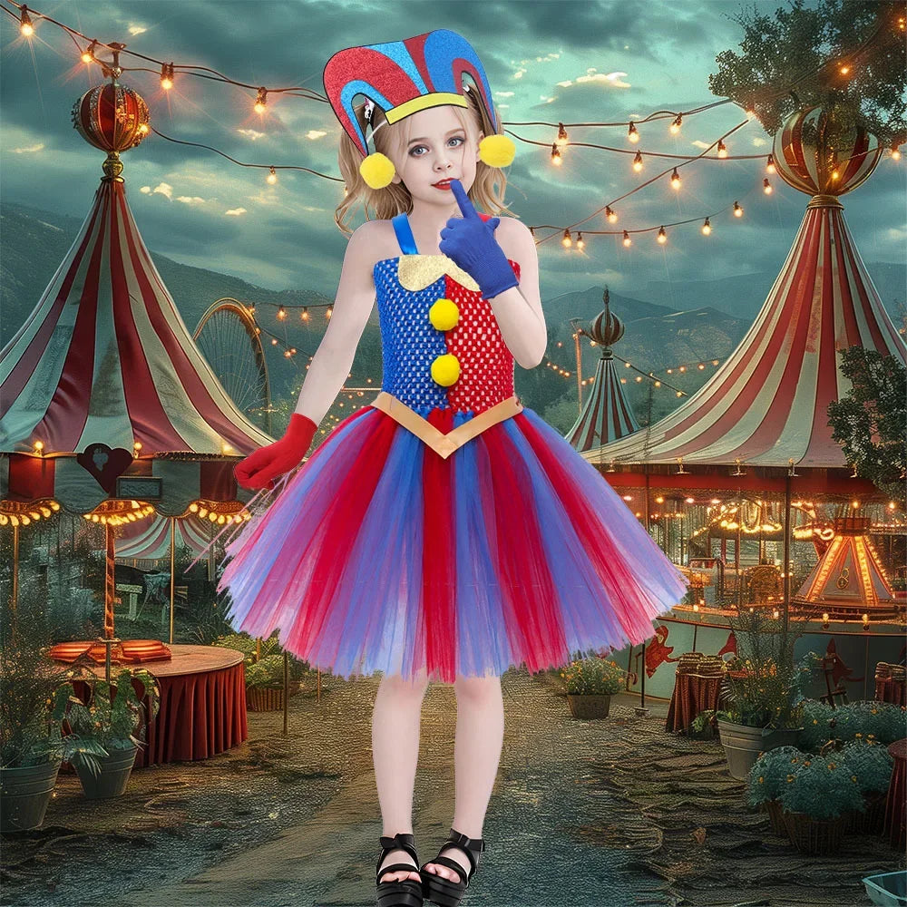 Trendy Children's Clothing Cos Magic Number Circus Children Princess Dress Halloween Anime Clown Play Tutu Skirt
