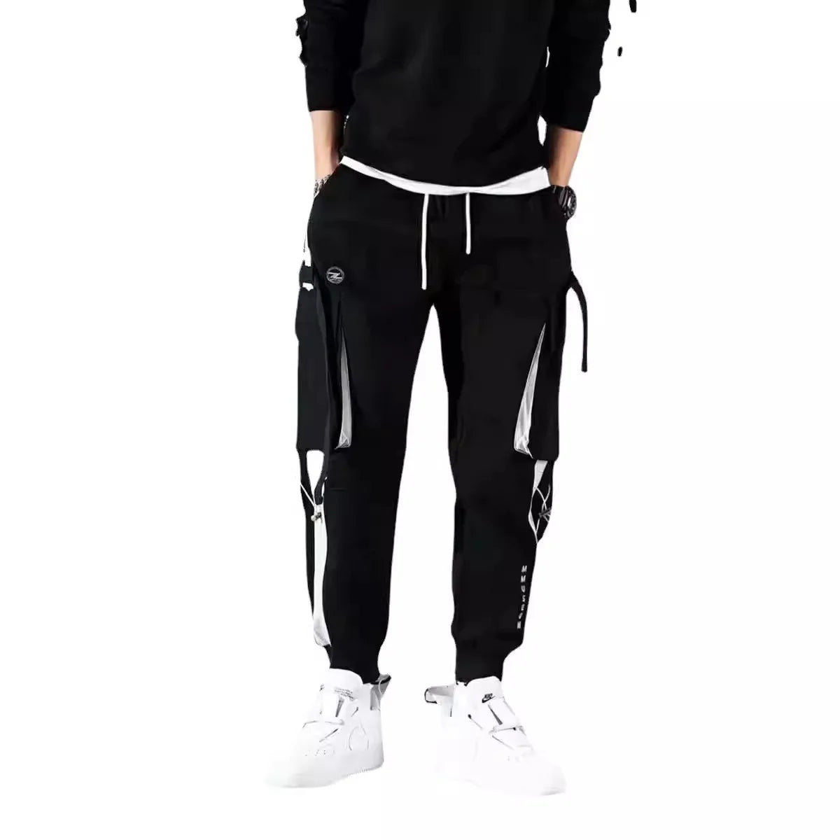 Overalls Men's Spring and Summer Multi-pocket Leggings Korean Version Student Teenager Summer Mid-waist Casual Trousers
