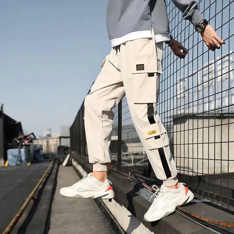 Overalls Men's Spring and Summer Multi-pocket Leggings Korean Version Student Teenager Summer Mid-waist Casual Trousers