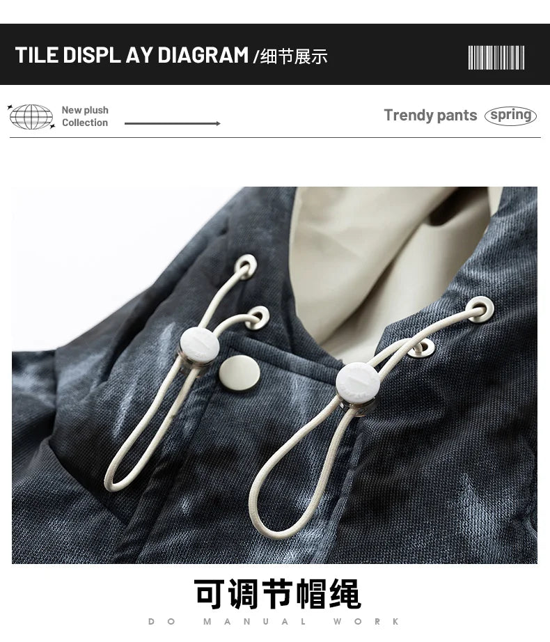 Winter New Large Size Down Vest Men's Hooded Tie-dye Camouflage Gradual Change 85 White Duck Down Plus Fat