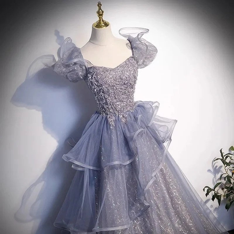 Grey Bel Canto Solo Vocal Art Exam Dress Female Folk Song Singing Performance Dress Host Princess Premium Sense