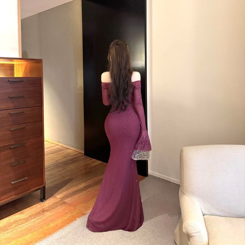 Prom Night Lace-Up Floral Appliqué Fitted Wrap Slit Evening Gown Dress