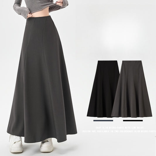 Fall Winter Fashion Skirt: Women’s Splice Design Casual A-Line Flare Slim Fit