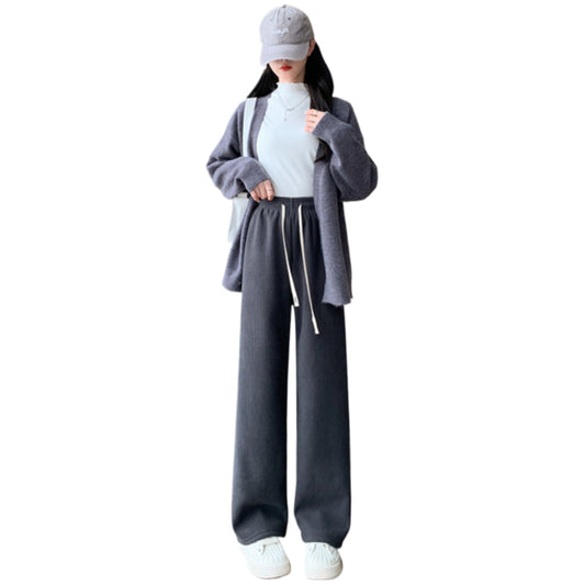 Wide-leg Women's Autumn and Winter Fleece Thickened Corduroy Casual Narrow Straight-leg Women's Pants