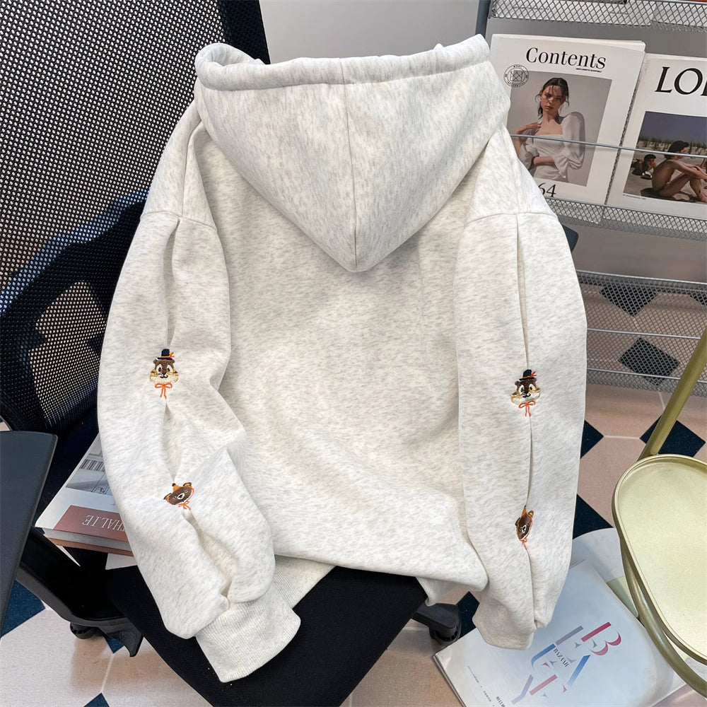 Viral Winter Embroidered Hoodie - Y2K Oversized Cozy Fleece, Eco-Friendly Streetwear