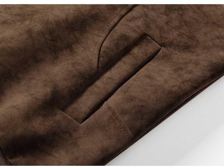 Artisan Deconstructed Leather Jacket - Ashy Gray Reconstructed Stand Collar (Sizes M-5XL)