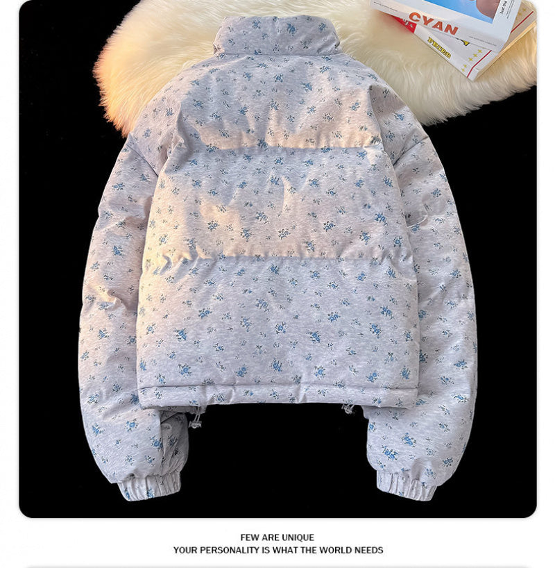 Winter Floral Matching Coats for Couples - Thickened Short Puffer Jackets His & Hers