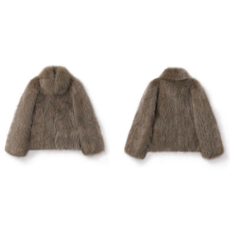New Women's Cropped Faux Fox Jacket - Thickened Winter Shearling Coat, Vintage Short Style