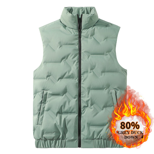 80 Duck Down Popular Down Jacket Large Size Vest Men's and Women's Autumn and Winter Thermal Vest Sleeveless Short Vest Light and Thin Coat