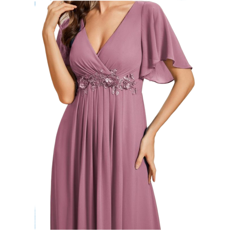 MatchSet Chiffon Dress | Draped Sleeve & Script Print | Sunset Stroll Romper