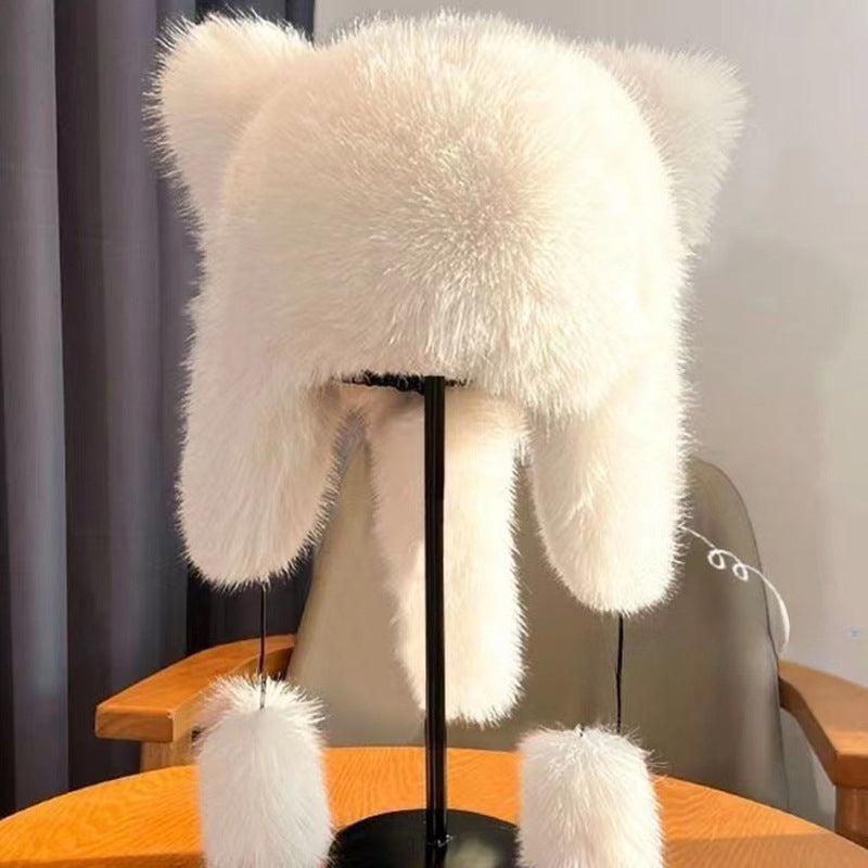 Environmentally Friendly Hair Imitation Fox Hair Raccoon Thickened Warm Princess Fashionable Ear Protection Hat
