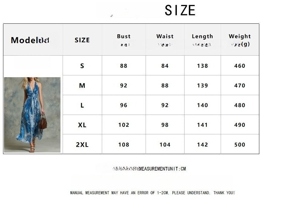 Women's Deep V-Neck Sleeveless Printed Dress - French Boho Maxi - Eco-Friendly Summer Beach Dress - Boho Vacation Wear