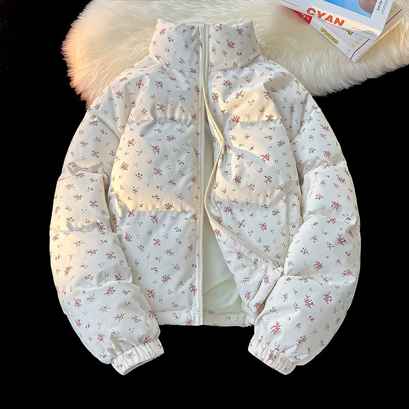 Winter Floral Matching Coats for Couples - Thickened Short Puffer Jackets His & Hers