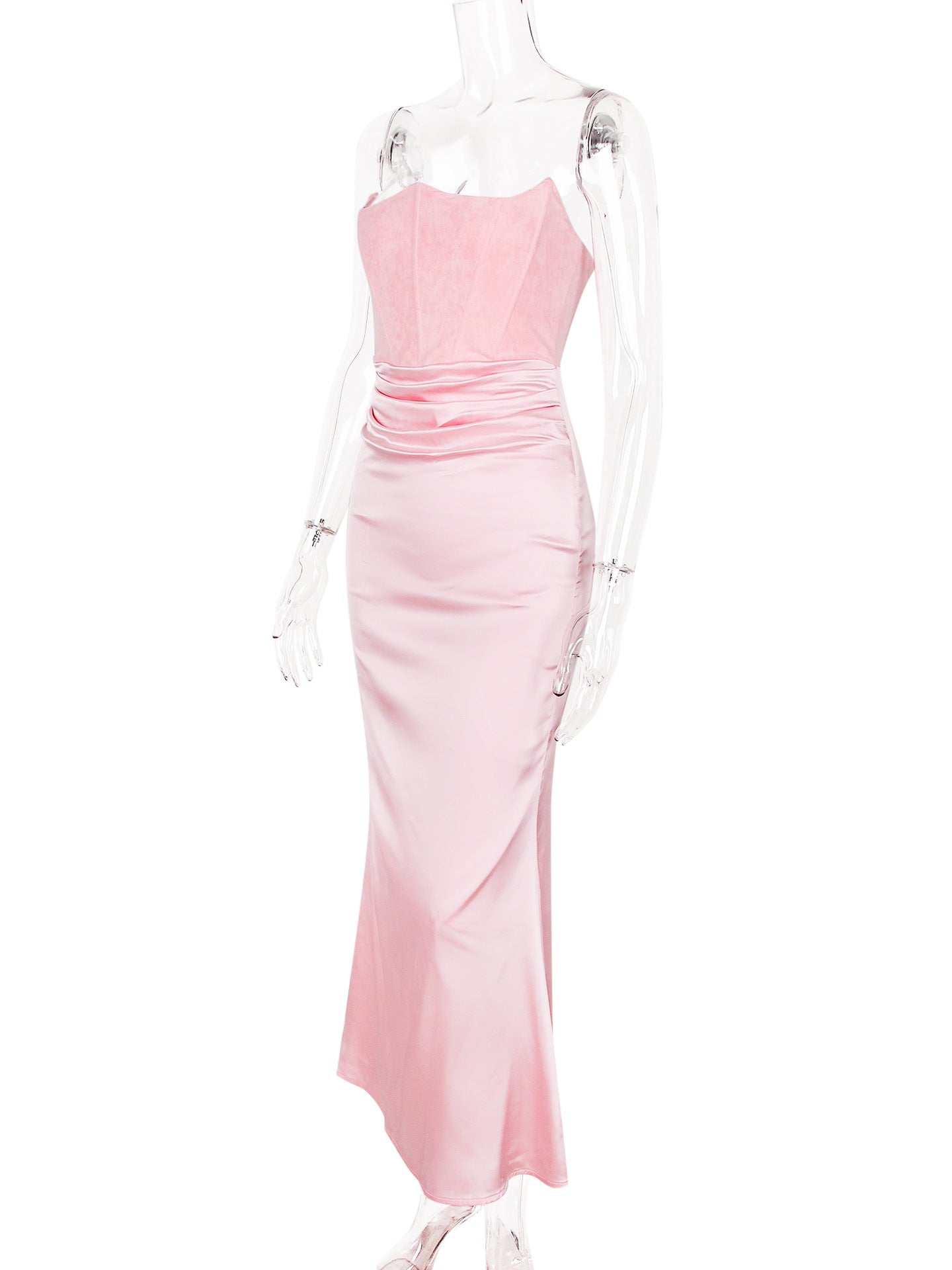 New Sexy Fishbone Strapless Slim Backless Long Dress Autumn Winter Velvet Dress Black Evening Gown