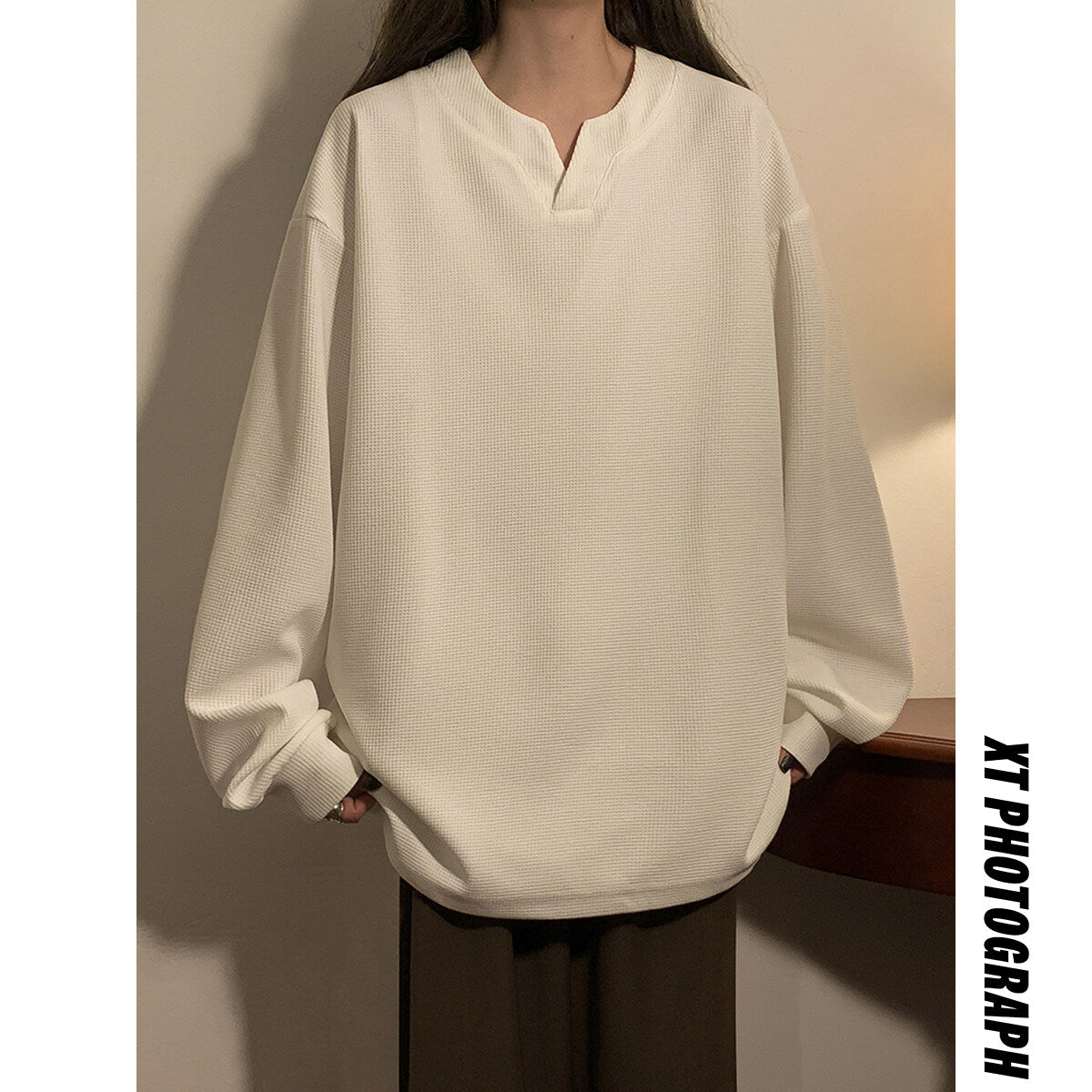 Trendy Plus Size Waffle Knit Oversized Sweatshirt for Women, Cozy Casual Loose Pullover Fall Winter Top