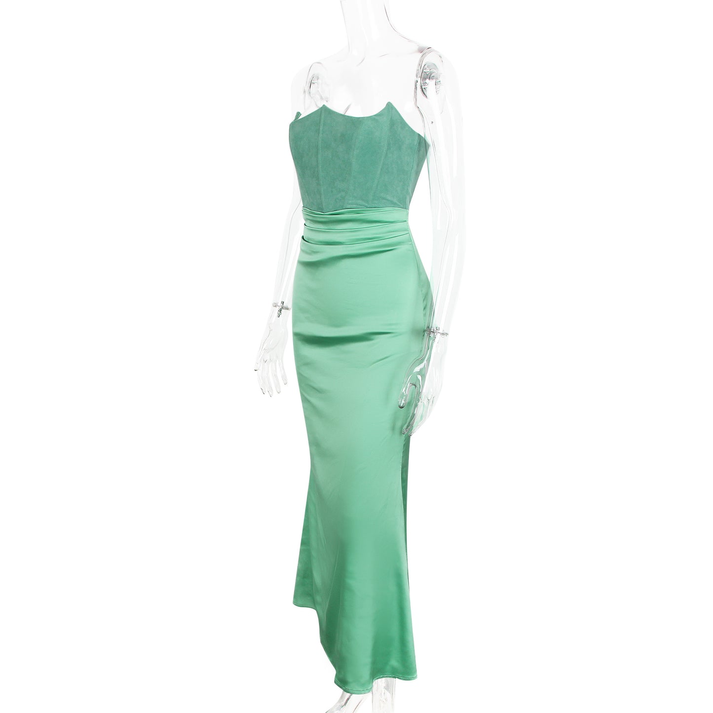New Sexy Fishbone Strapless Slim Backless Long Dress Autumn Winter Velvet Dress Black Evening Gown
