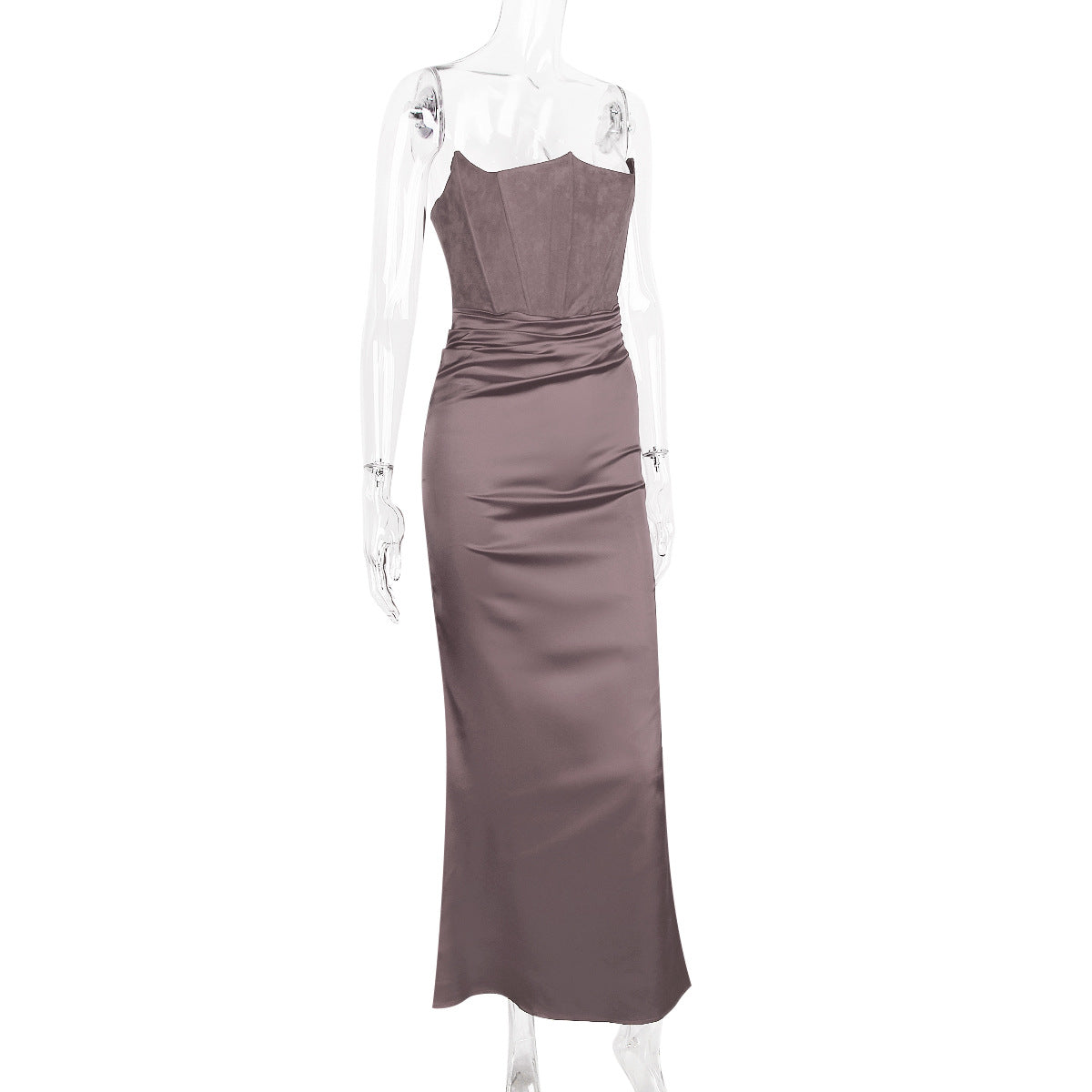 New Sexy Fishbone Strapless Slim Backless Long Dress Autumn Winter Velvet Dress Black Evening Gown