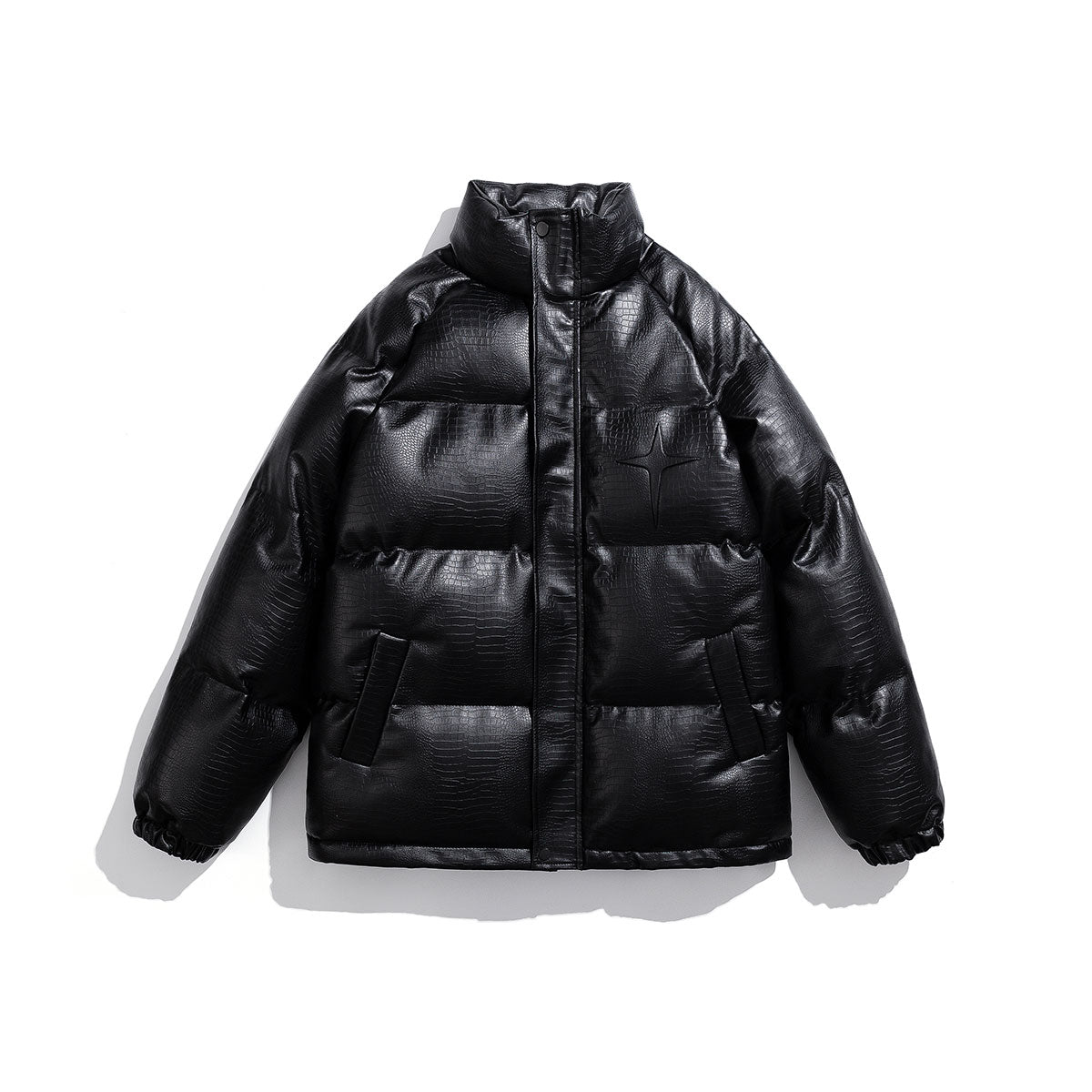 Oversized White Croc Jacket w/ Steel Letters - Trend Cotton Statement Coat