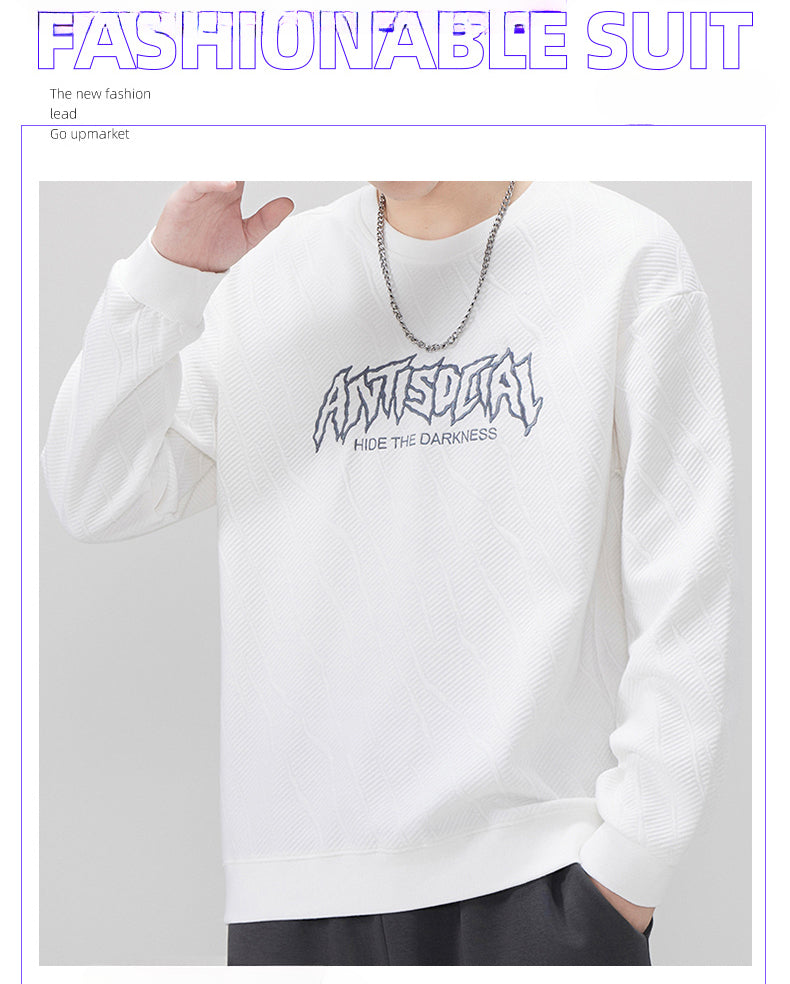 Crew Neck Casual Sweater Men's Spring and Autumn Top with Long Sleeve Large Size Men's Jacket Trendy Top