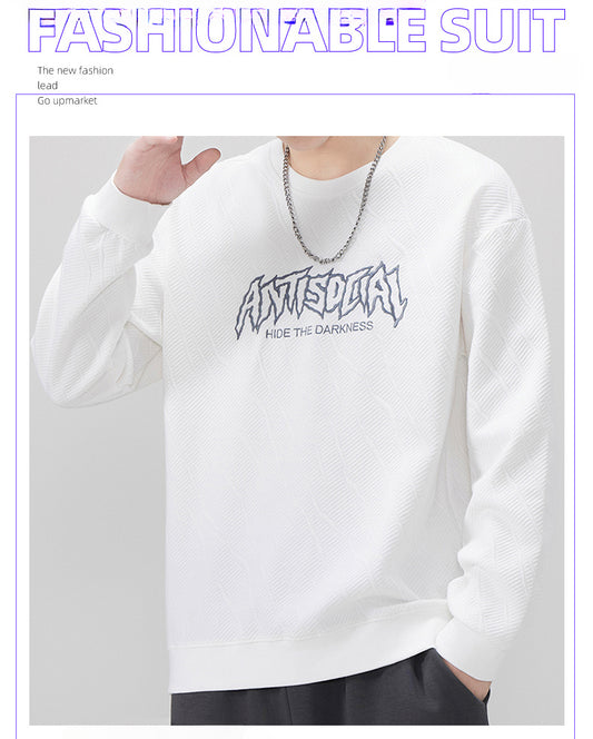 Crew Neck Casual Sweater Men's Spring and Autumn Top with Long Sleeve Large Size Men's Jacket Trendy Top