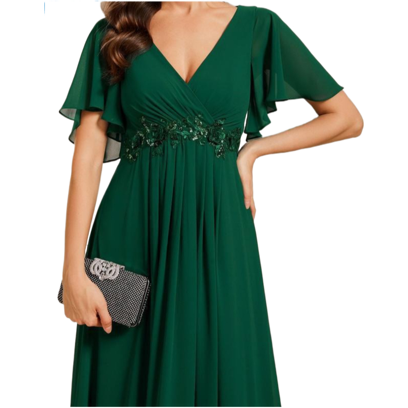 MatchSet Chiffon Dress | Draped Sleeve & Script Print | Sunset Stroll Romper