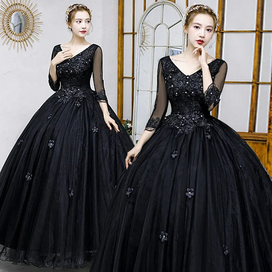 Color Yarn New Solo Performance Suit, Chorus Art Test Dress, Dreamy Mori Puffy Skirt, Long Evening Dress