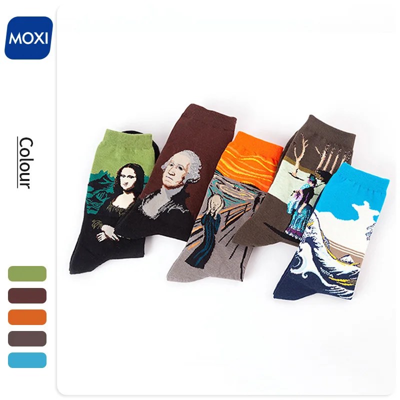 Upgrade Your Style with Oil Painting Cotton Socks for Men and Women - Perfect for Spring and Autumn!