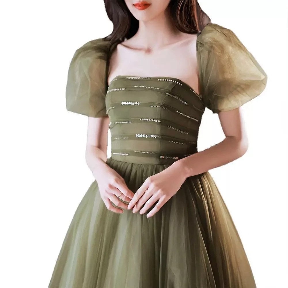 Evening Dress Fairy Fairy Delicate and Generous Host Fairy Adult Ceremony Green Small Man Thin Art Test Skirt Summer