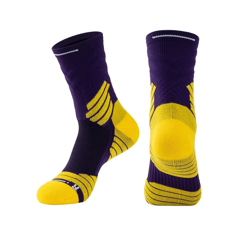 Elite Men's High Top Running Socks - Thickened Towel Bottom, Mid-Length Basketball Sports Socks for Professionals