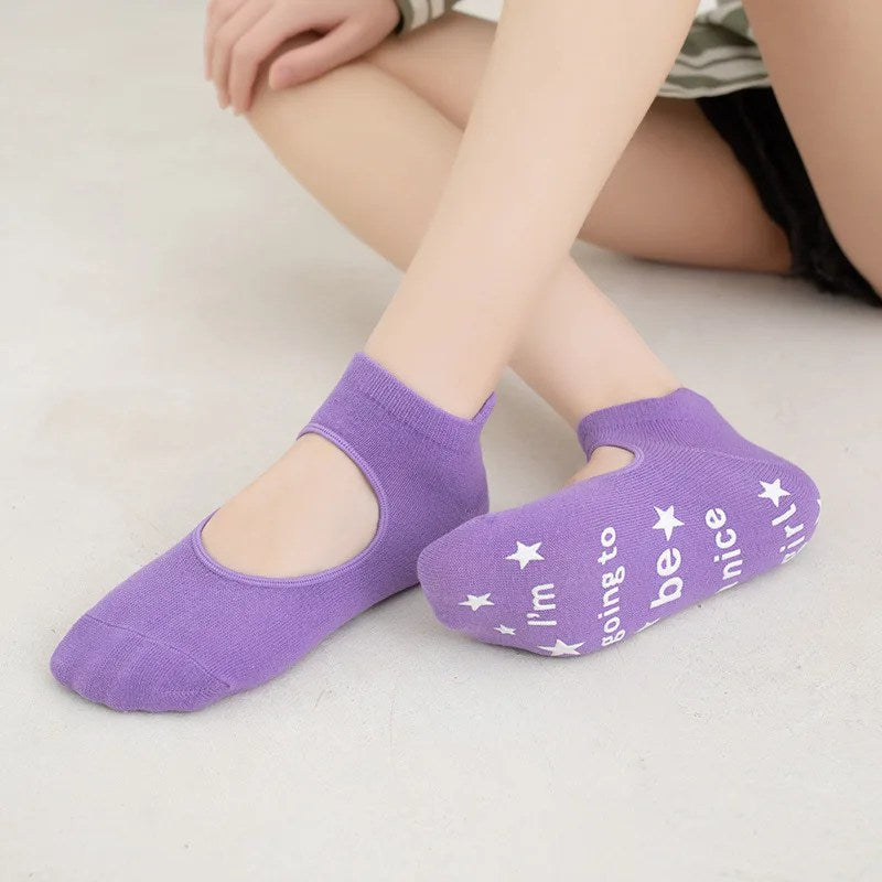 Spring and summer backless non-slip yoga socks indoor socks solid color dance training ladies socks