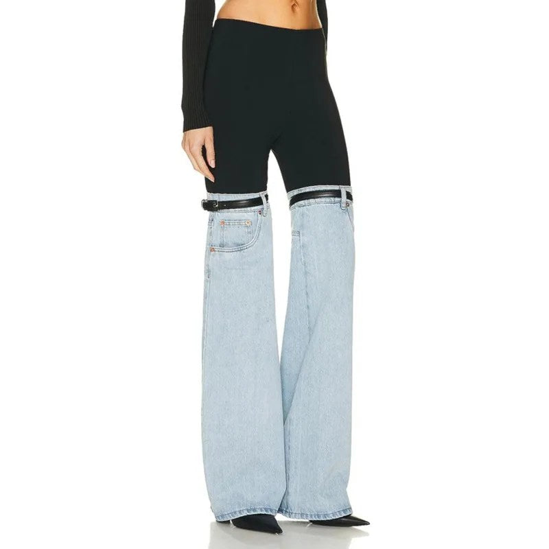 Upgrade Your Wardrobe with Trendy High-Waisted Contrast Stitching Jeans for Women - Perfect for Spring!