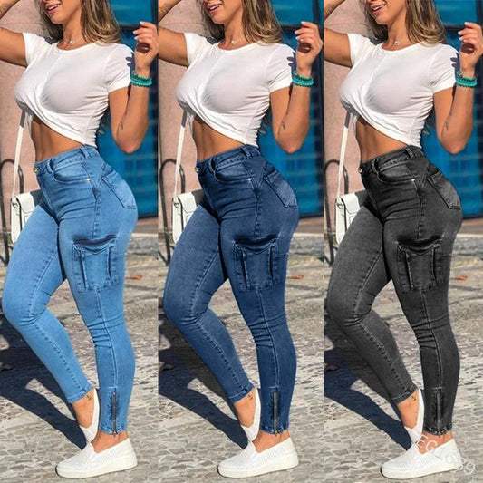 Shop the Hottest Trend: Sexy Zipper Pocket Denim Pants for Women