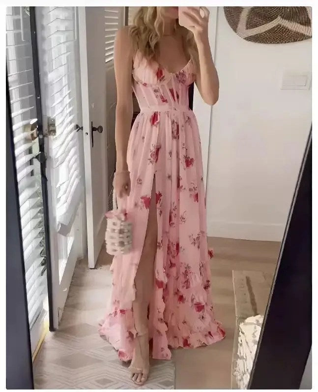 Get Ready for the Beach with Our Stunning Chest Wrapped Printed Long Vacation Dress - Perfect for Seaside Vacations!