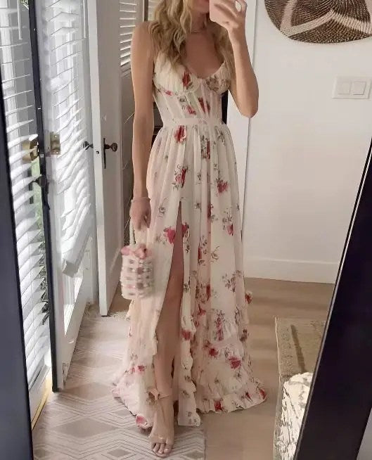 Get Ready for the Beach with Our Stunning Chest Wrapped Printed Long Vacation Dress - Perfect for Seaside Vacations!