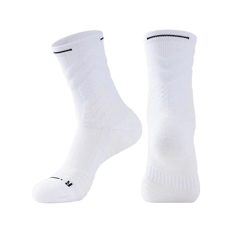 Elite Men's High Top Running Socks - Thickened Towel Bottom, Mid-Length Basketball Sports Socks for Professionals