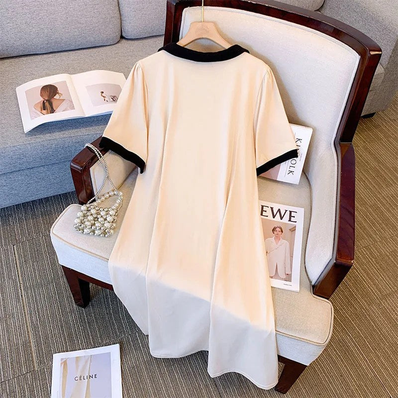 Stylish Women's Plus Size Slimming Casual Skirt & Short-Sleeved Dress for Summer