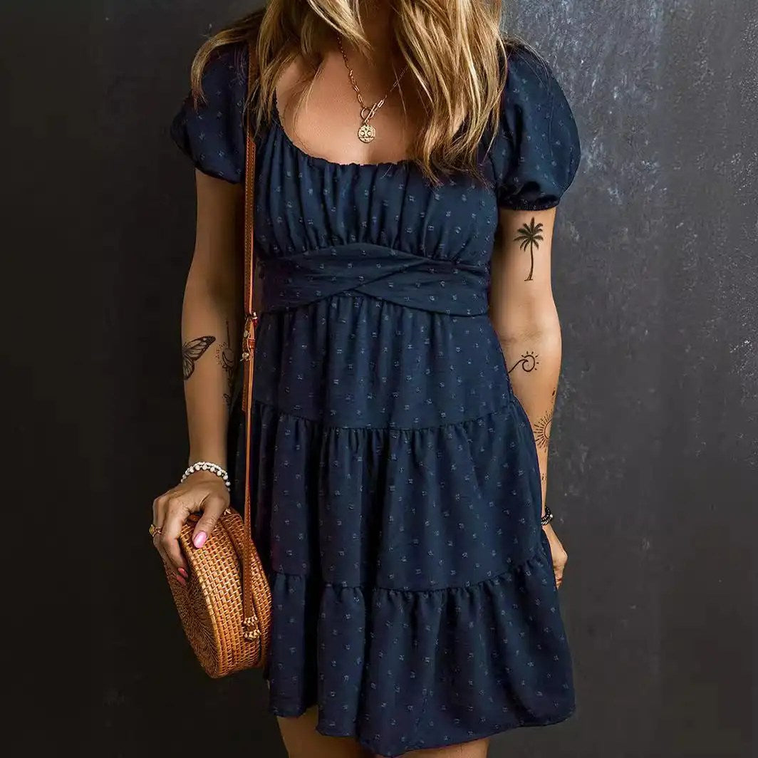 Step into Spring with our Fashion Lace-up Dress - A Must-Have for Fashionable Women!