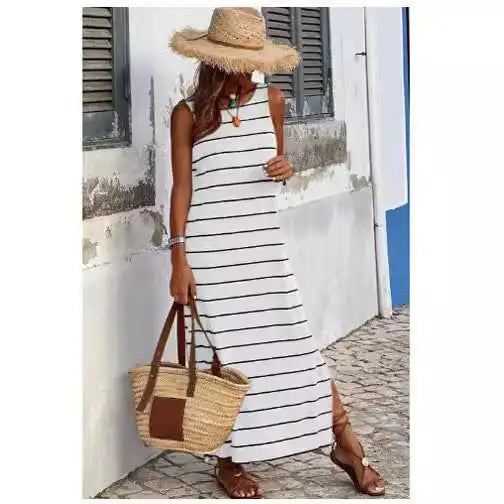 Get Ready for Spring and Summer 2024 with Our Stylish Stripe Vest Skirt Dress - Perfect for Any Occasion!