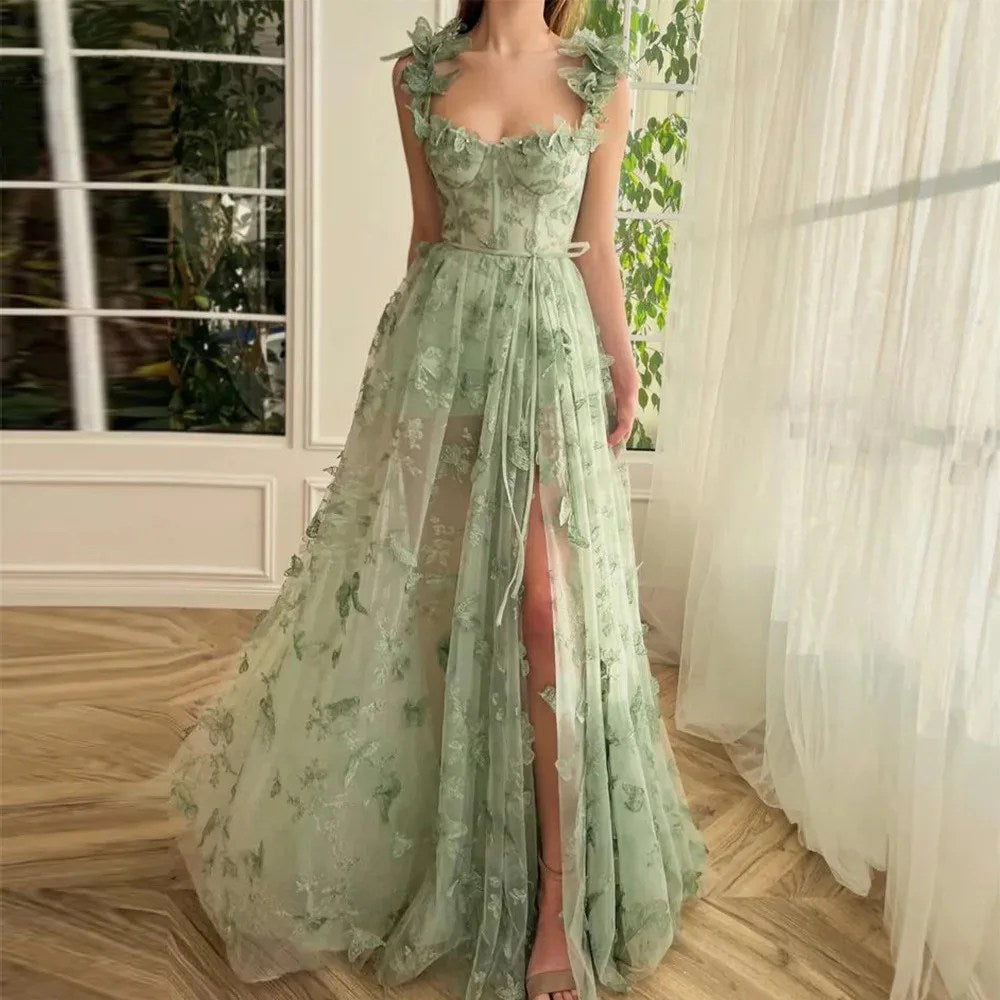 Niche fresh butterfly long dress small short A-shaped skirt stage performance competition art test skirt