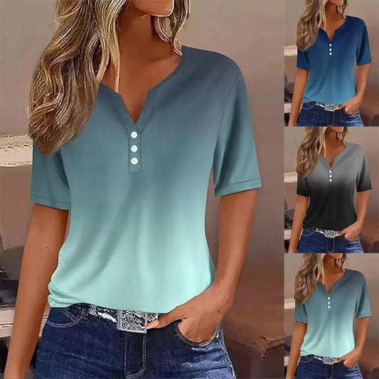 Stay Cool and Stylish with our Women's Summer V neck T-shirt - Perfect for Casual Comfort!