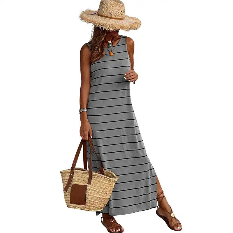Get Ready for Spring and Summer 2024 with Our Stylish Stripe Vest Skirt Dress - Perfect for Any Occasion!