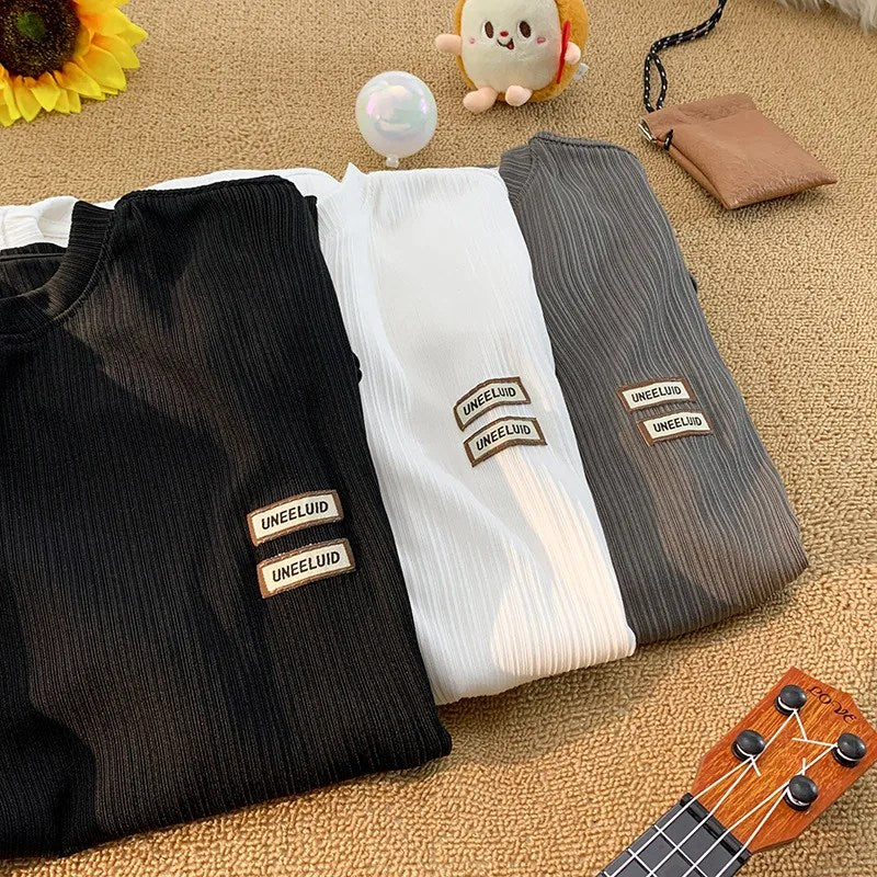 Men's Ice Silk T-shirt Short-sleeved Summer Loose Trendy Brand Personalized Simple Round Neck Men T Shirt